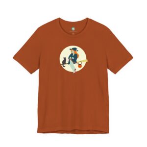 Halloween Knitting Witch T-Shirt — Vintage witch Knitting Cat Lover Tee
