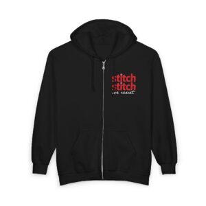 Stitch Stitch we Resist Knitting Hoodie — Anti Fascism Knitting Graphic Full-Zip Sweatshirt