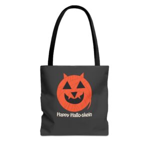 Halloween Pumpkin Tote Bag — "Happy Hallo-skein" Trick-or-Treat Shopper